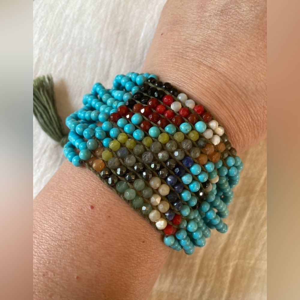 Chan Luu Sterling Silver 925 Turquoise Beads & Multi Colored Agate Bracelet‎ - Picture 2 of 14